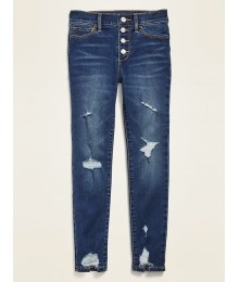 Old Navy Blue High Waisted Rockstar Distressed Jeans (Plus)